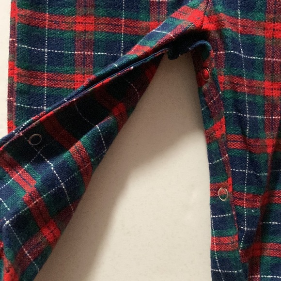 Infant Boys HOLIDAY PLAID 3-Piece OUTFIT: LS WhiteButton SHIRT, Long OVERALL + - Picture 5 of 7